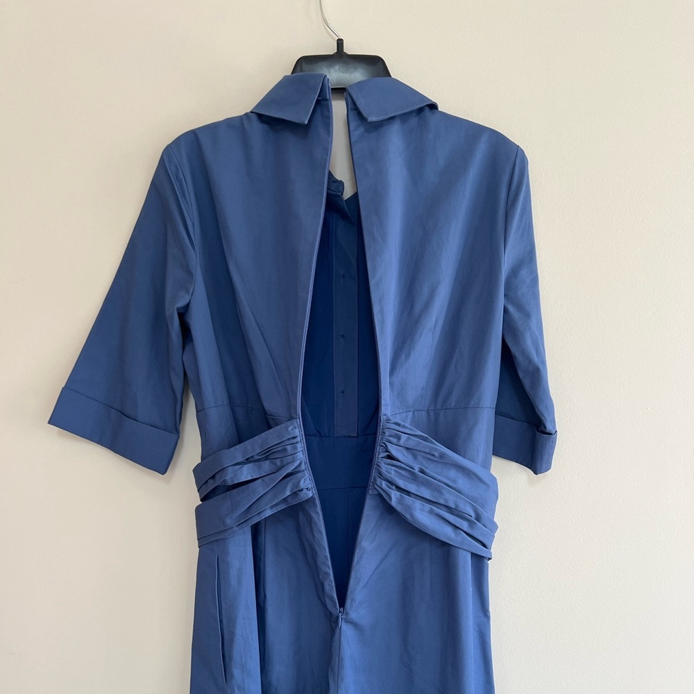 Gal Meets Glam Collection Sawyer Dual-Tie Wide-Leg Cropped Jumpsuit, Blue, 4 - Picture 5 of 12